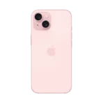 iPhone 15 Pink back view with dual camera system and Apple logo