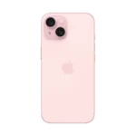 iPhone 15 Pink back view with dual camera system and Apple logo